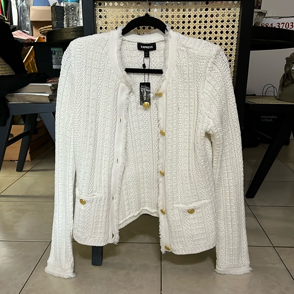 White tweed jacket from express - new with tags
